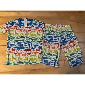 mini Boden short John pajamas rainbow animals 12 152 pj set cotton
